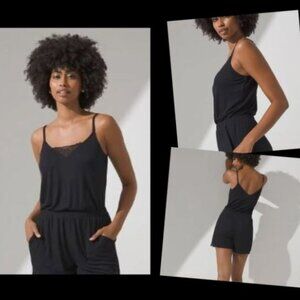 Soma Cool Nights Rib Lace Romper Large